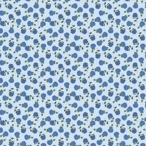 TINY Hydrangea fabric - blue floral fabric_ blue flowers design 2in