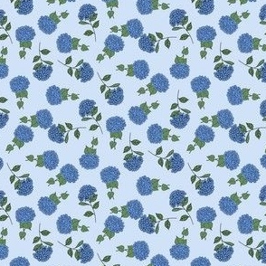 MINI Hydrangea fabric - blue floral fabric_ blue flowers design 4in