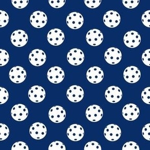SMALL Pickleball fabric - navy blue pickleball design 6in