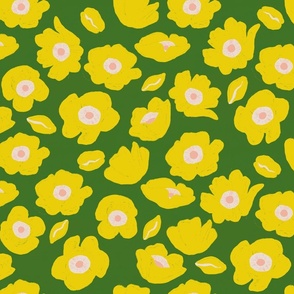 vintage flower yellow green