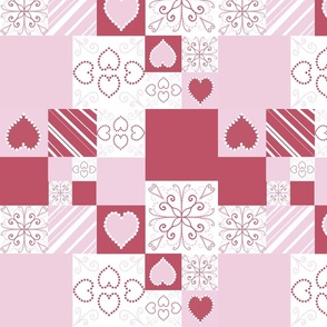 Pink and Red Hearts Patchwork Design