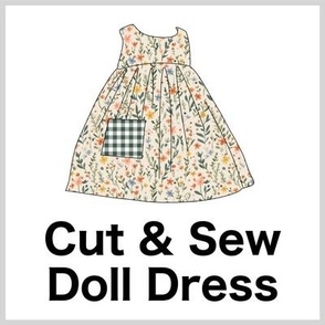 Autumn Garden - Cut & Sew Doll Dress on FAT QUARTER for Forever Virginia Dolls and other 1/8, 1/6 and 1/5 scale child dolls // little small scale tiny mini micro doll 
