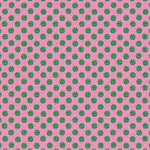 TINY Pickleball fabric - pink and green pickleball design 2in