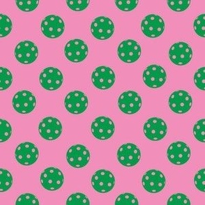 SMALL Pickleball fabric - pink and green pickleball design 6in