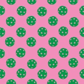 MEDIUM Pickleball fabric - pink and green pickleball design 8in