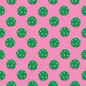 LARGE Pickleball fabric - pink and green pickleball design 10in