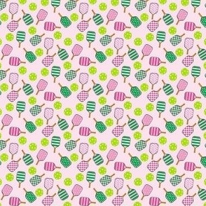 TINY Pickleball fabric - pink and green preppy style pickleball design 2in