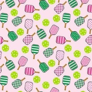 MINI Pickleball fabric - pink and green preppy style pickleball design 4in