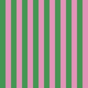 LARGE Pickleball fabric - pink and green stripes_ preppy design 10in