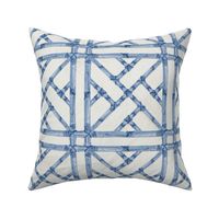 24" Chinese Chippendale Bamboo Trellis in Blue and White by Audrey Jeanne