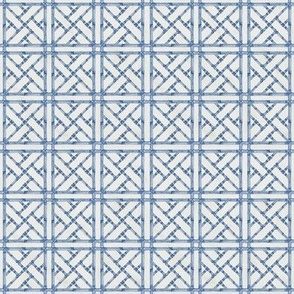 4" Chinese Chippendale Bamboo Trellis in Blue and White by Audrey Jeanne