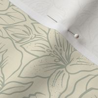 French Country Floral - Outline - Sage - Regular Scale