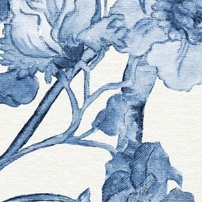 24" Floral Tree Chinoiserie Birds in Blue and White by Audrey Jeanne