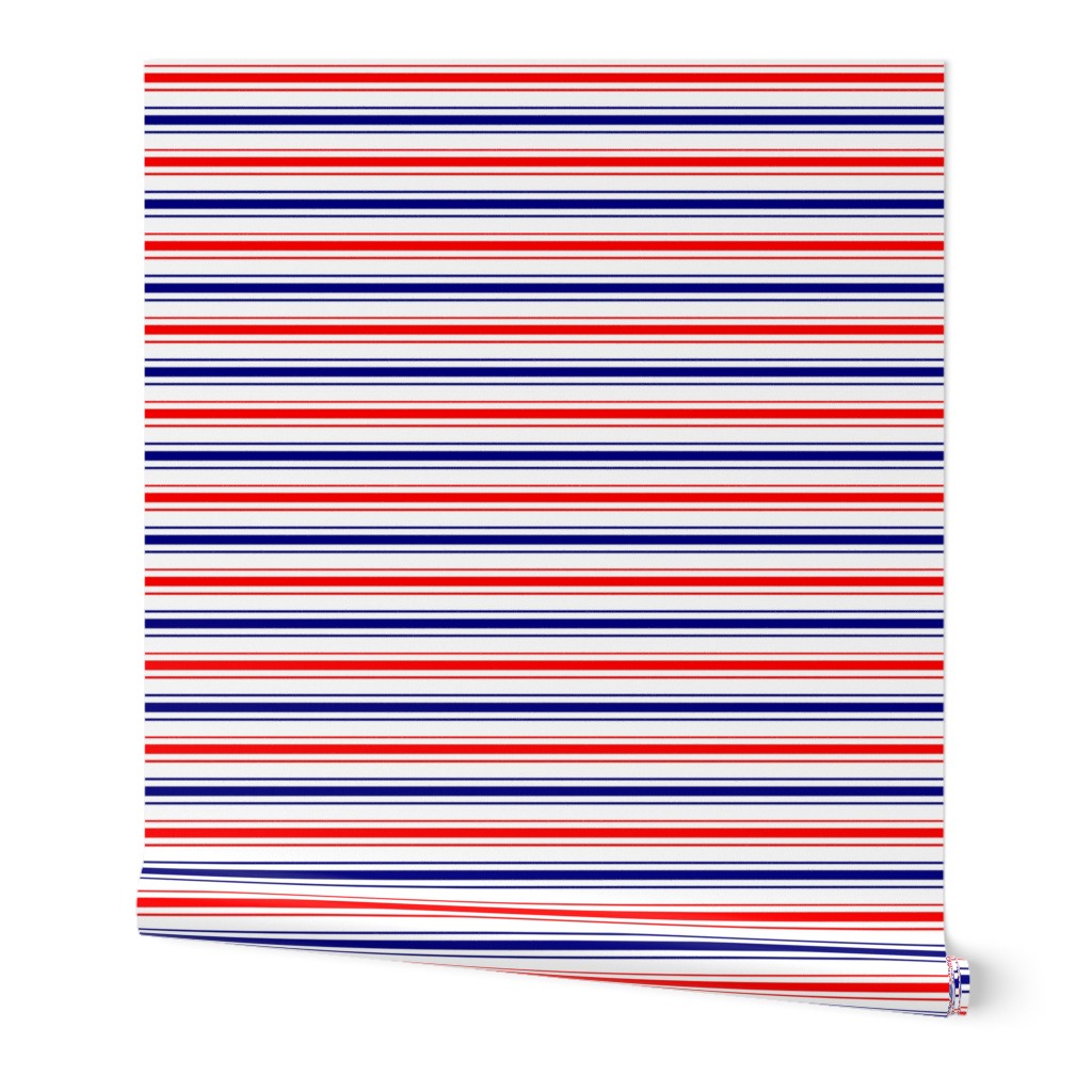 Red White and Blue USA Horizontal Ticking Stripes