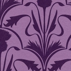 Purple Botanical Thistle - Hand-drawn Art Nouveau floral  // Large Scale 