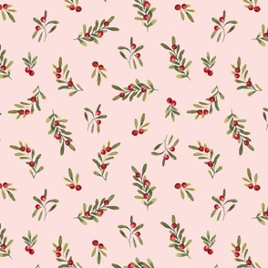 Pink Christmas Holly and Mistletoe 12 inch
