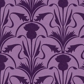 Purple Botanical Thistle - Hand-drawn Art Nouveau floral  //  Medium Scale