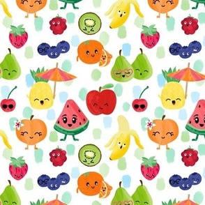 Fruit Friends Watercolor Dots White Small