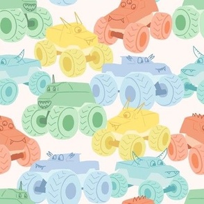 Monster Truck Mash in Bright Pastels