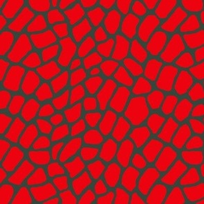 6x6 red on gray animal print