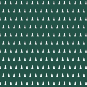 green background white christmas tree pattern