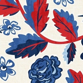 French Countryside Ivory Red Blue Jumbo