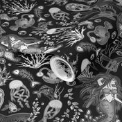 Siren Spirits Swimming in the Spooky Sea (Black and White)  