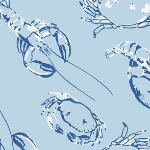 (XL) crustaceans on medium aqua blue in XL scale