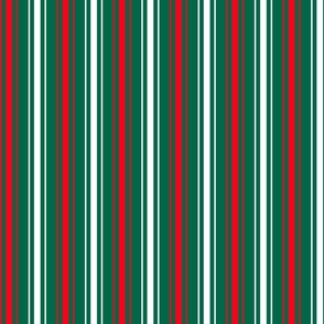 Red White and Green Christmas Ticking Stripe