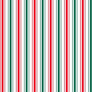 Red White and Green Christmas Ticking Stripe