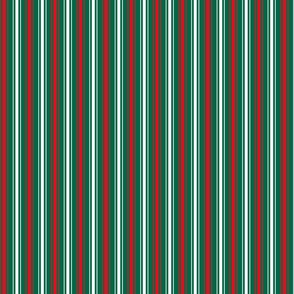 Small Red White and Green Christmas Ticking Stripe