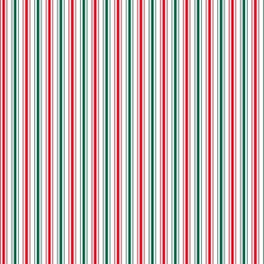 Small Red White and Green Christmas Ticking Stripe