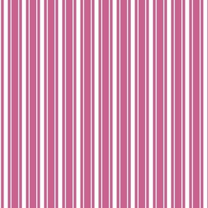 Reversed Peony Pink and White Vertical Mattress Ticking Stripes