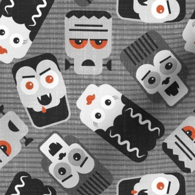 Frankenstein and spooky friends - black, white and orange