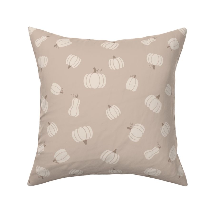 Medium Warm Oatmeal Neutral Pumpkins and Squash Pattern Print