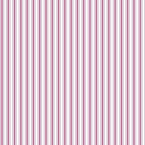 Small Peony Pink and White Vertical Mattress Ticking Stripes