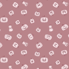 Blush Pink Jolly Jack O' Lantern Pumpkin Pattern Print