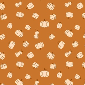 Medium Orange Pumpkins and Squash Pattern Print