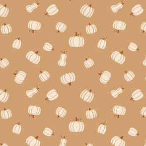 Medium Mocha Pumpkins and Squash Pattern Print
