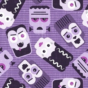 Normal scale • Frankenstein and spooky friends - purple and pink