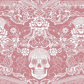 white skull lace on pink