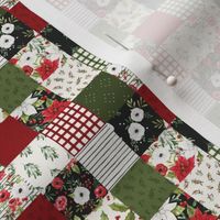 Classic Christmas Holly and Pine Patchwork Quilt 3 inch