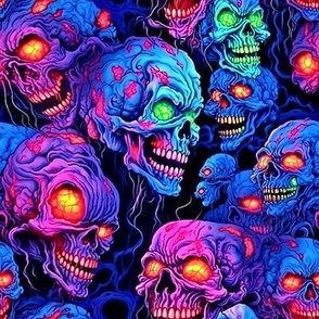 Neon Zombies Skull