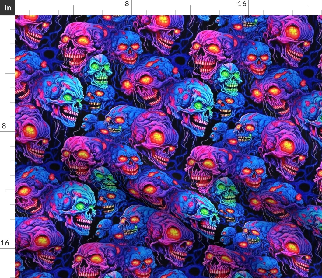 Neon Zombies Skull