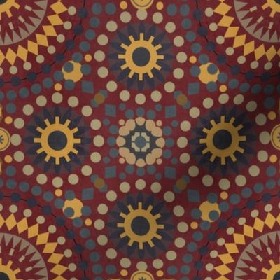 Red and yellow geometric pattern inspired by Moroccan and Moorish Zellige Design