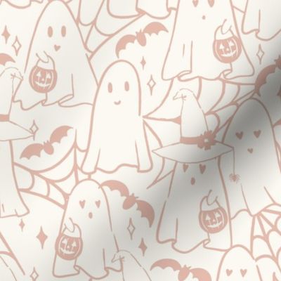 Boo_Trick or Treat Ghosts_Halloween_Large_Cream Pale Blush_Hufton Studio