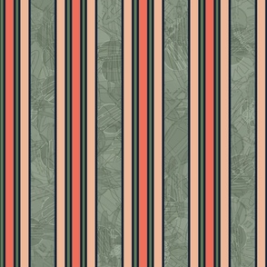 Mid Century Abstract - Stripes - olive