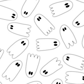 Simple White Halloween Ghosts with subtle shadows - large - 12x12