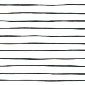 Simple Black and White Watercolor Stripes 24 inch