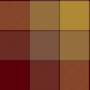 paneled tartan, 9" maroon/tan/gold (3" squares)